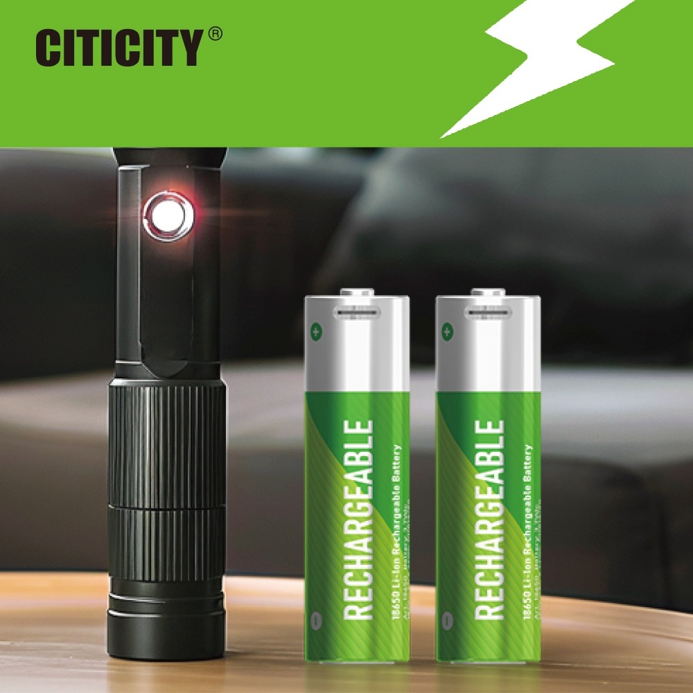 CITICITY 18650 2000mAh Type-C Rechargeable Li-ion Battery – Green Edition