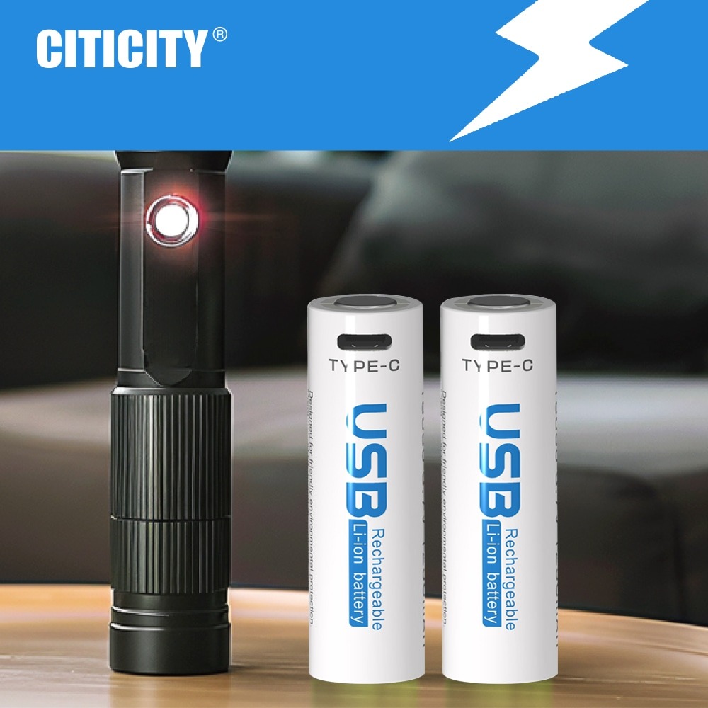 CITICITY 18650 2000mAh Type-C Rechargeable Li-ion Battery – White Edition