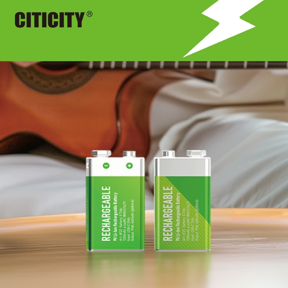 CITICITY 9V 400mAh Type-C Rechargeable Li-ion Battery – Green Edition