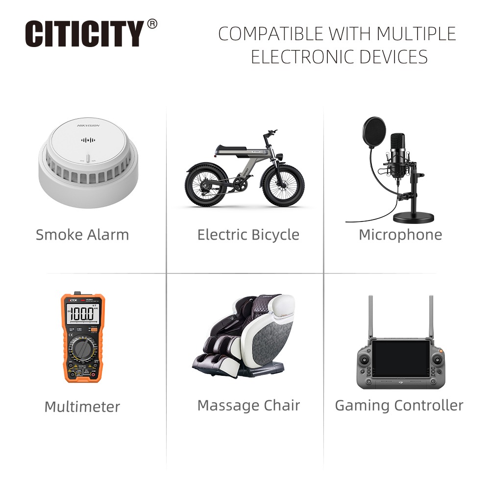 CITICITY 9V 400mAh Type-C Rechargeable Li-ion Battery – White Edition