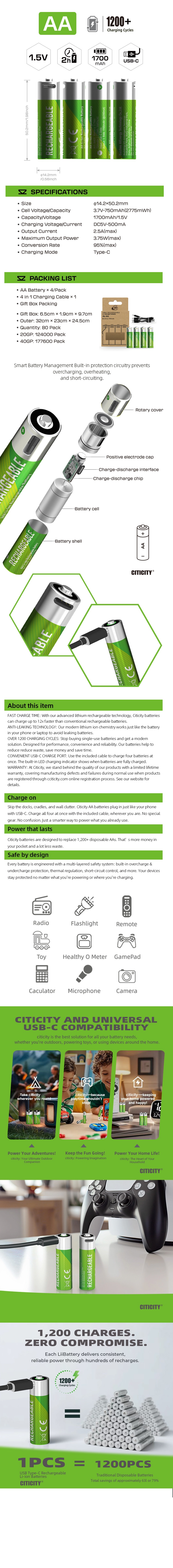 AA rechargeable Li-ion battery Green Edition detail image 1