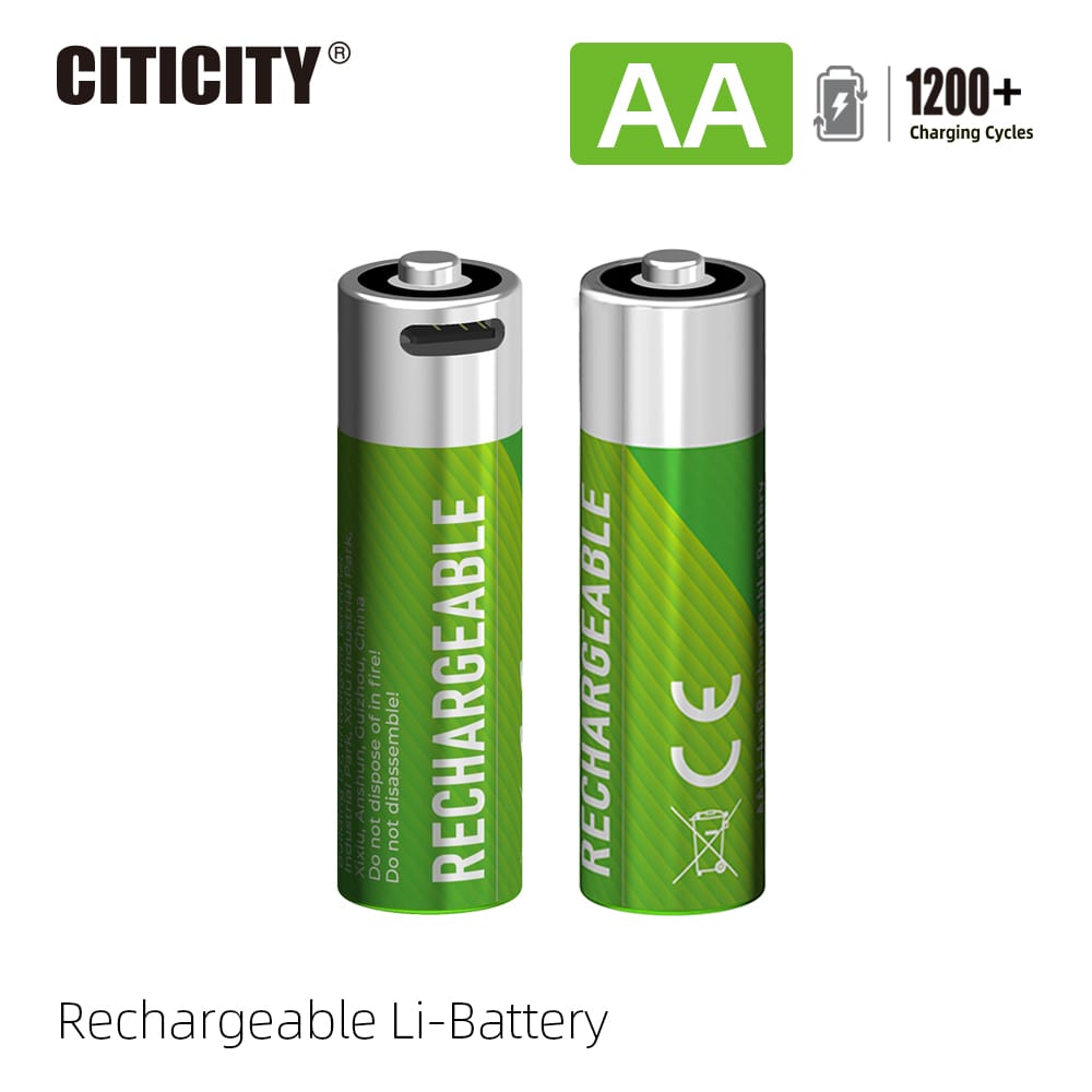 CITICITY AA 1700mAh Type-C Rechargeable Li-ion Battery – Green Edition