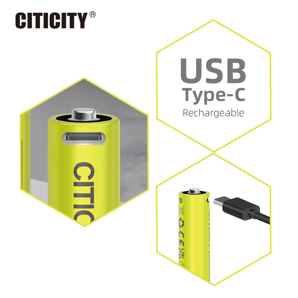 CITICITY AA Max 2200mAh Type-C Rechargeable Li-ion Battery
