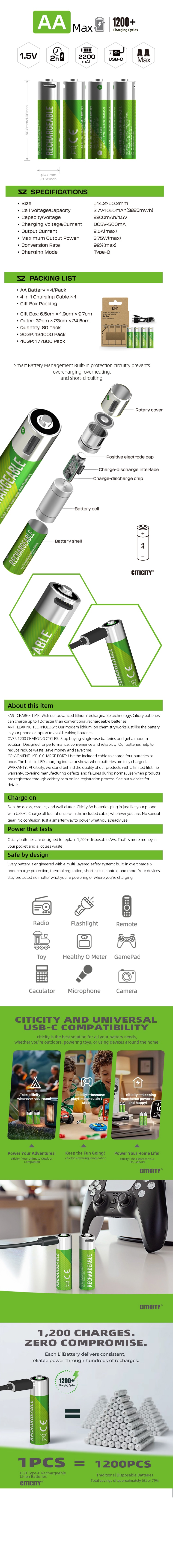 AA Max rechargeable Li-ion battery Green Edition detail image 1