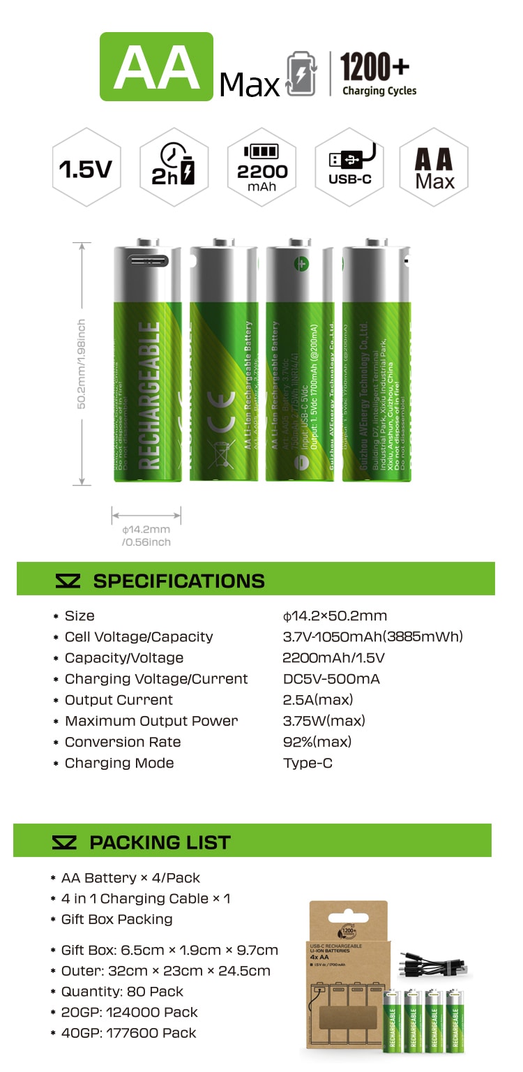 AA Max rechargeable Li-ion battery Green Edition detail image 2