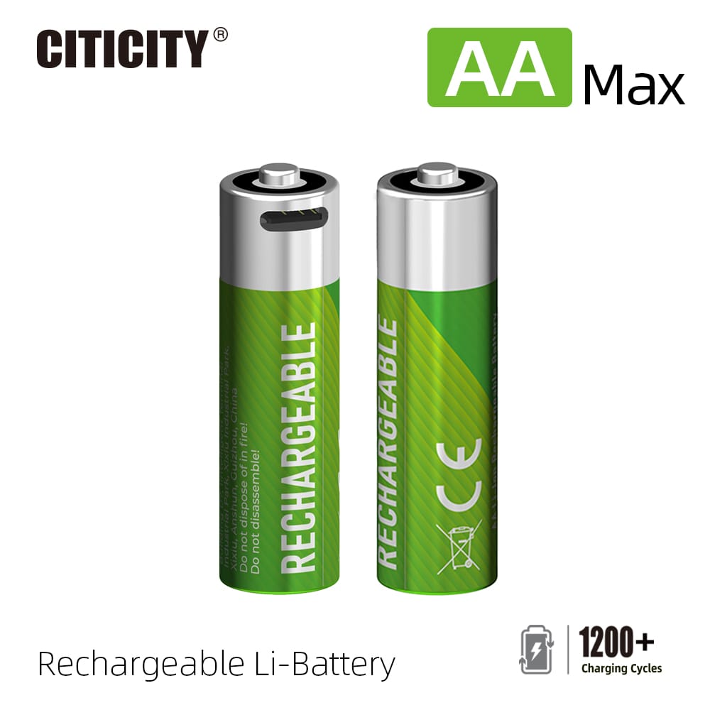 CITICITY AA Max 2200mAh Type-C Rechargeable Li-ion Battery – Green Edition