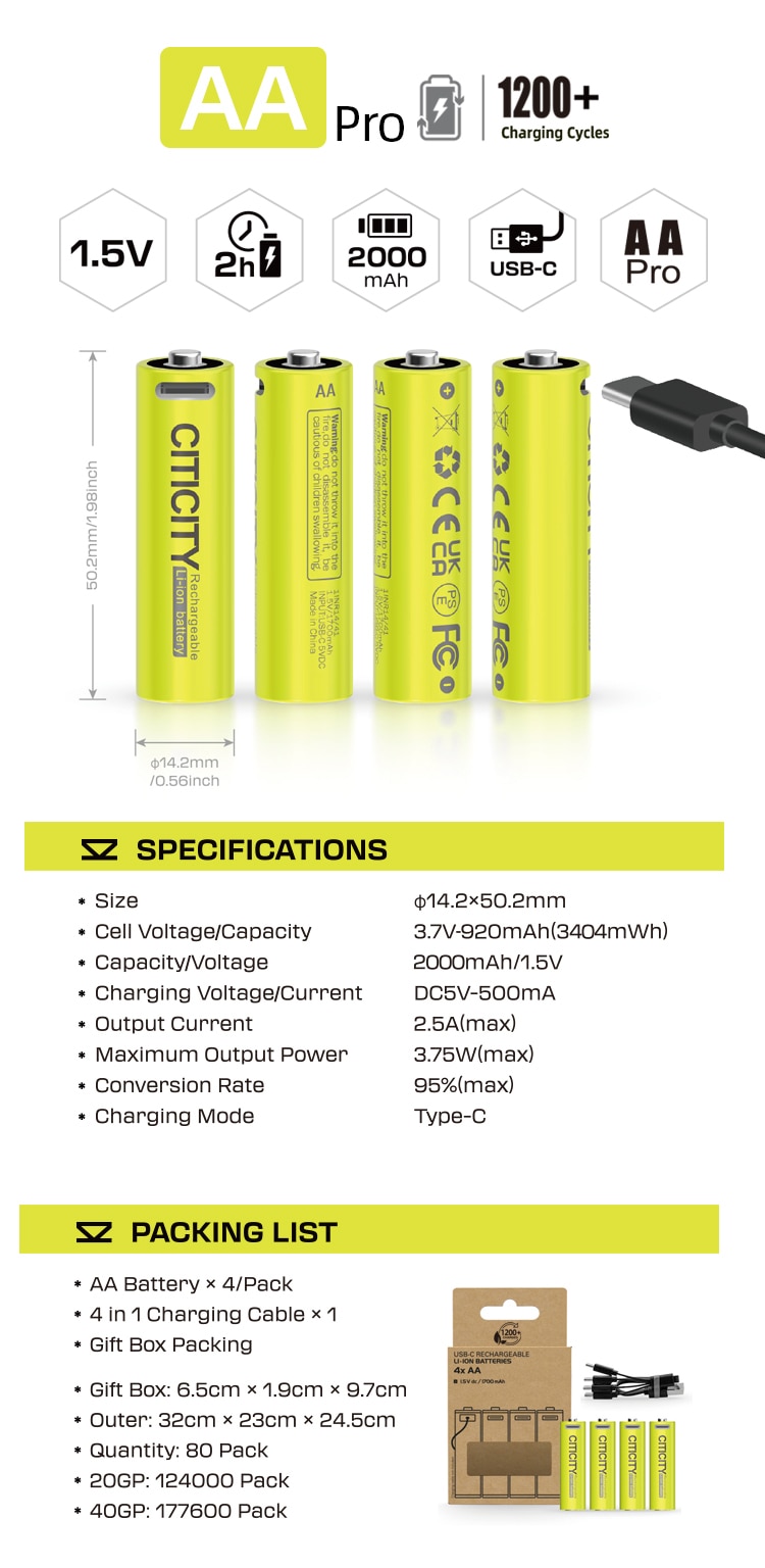 AA Pro rechargeable Li-ion battery detail image 1