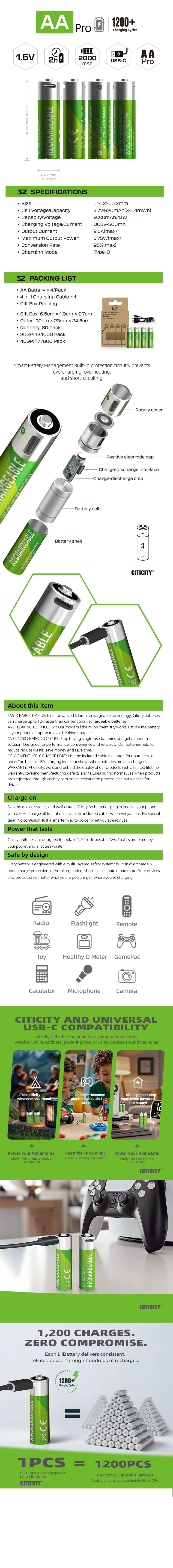 AA Pro rechargeable Li-ion battery Green Edition detail image 1