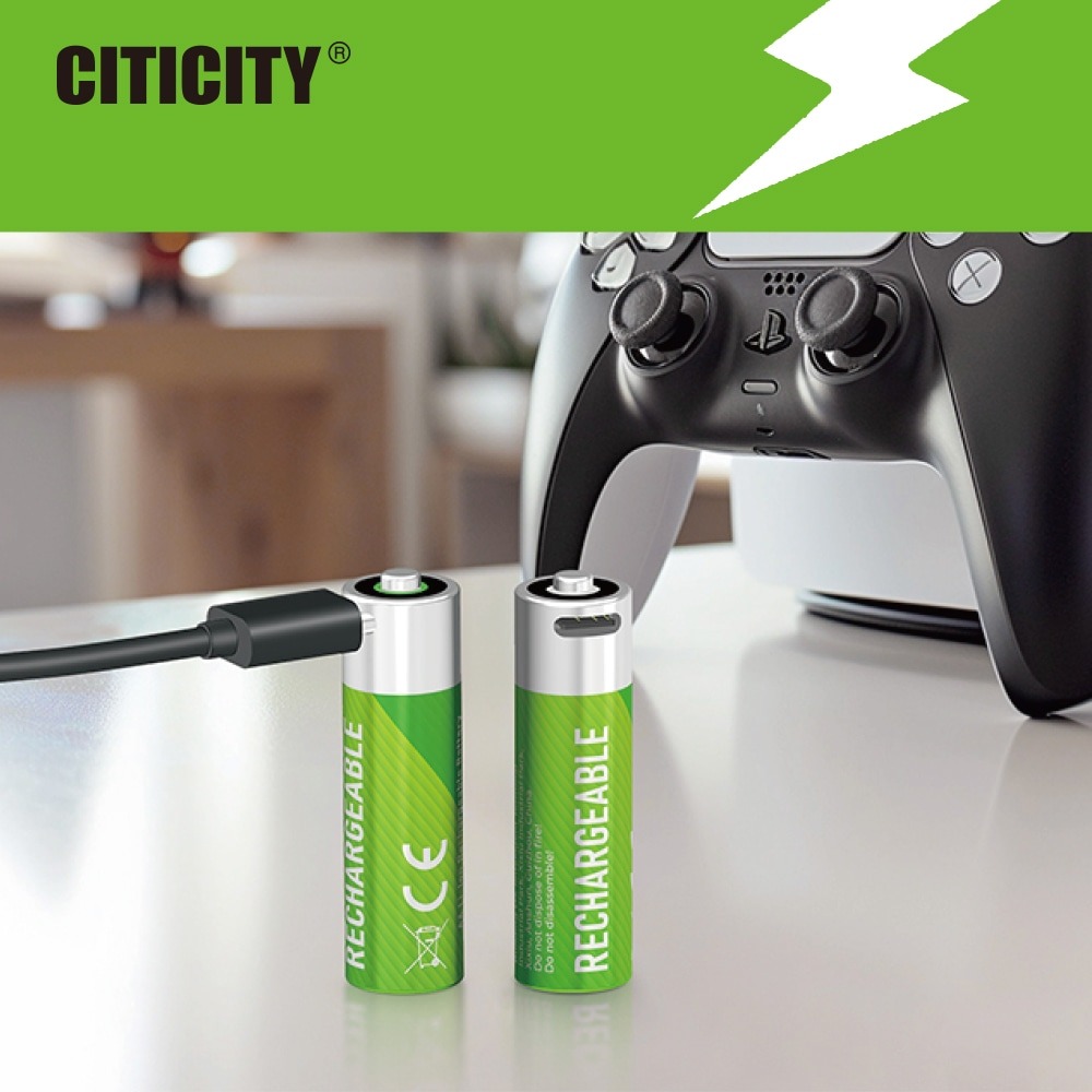 CITICITY AA Pro 2000mAh Type-C Rechargeable Li-ion Battery – Green Edition