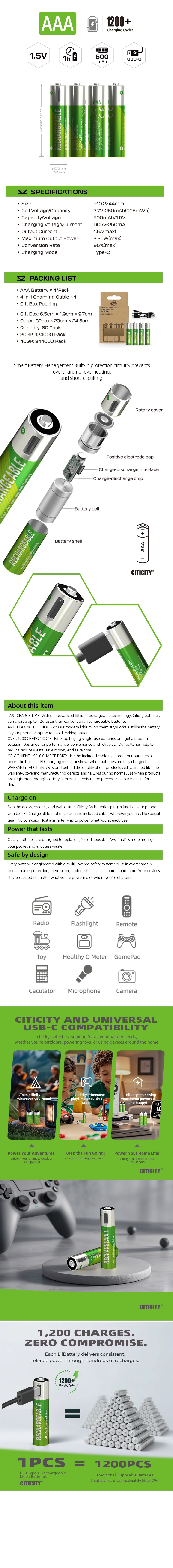 AAA rechargeable Li-ion battery Green Edition detail image 6