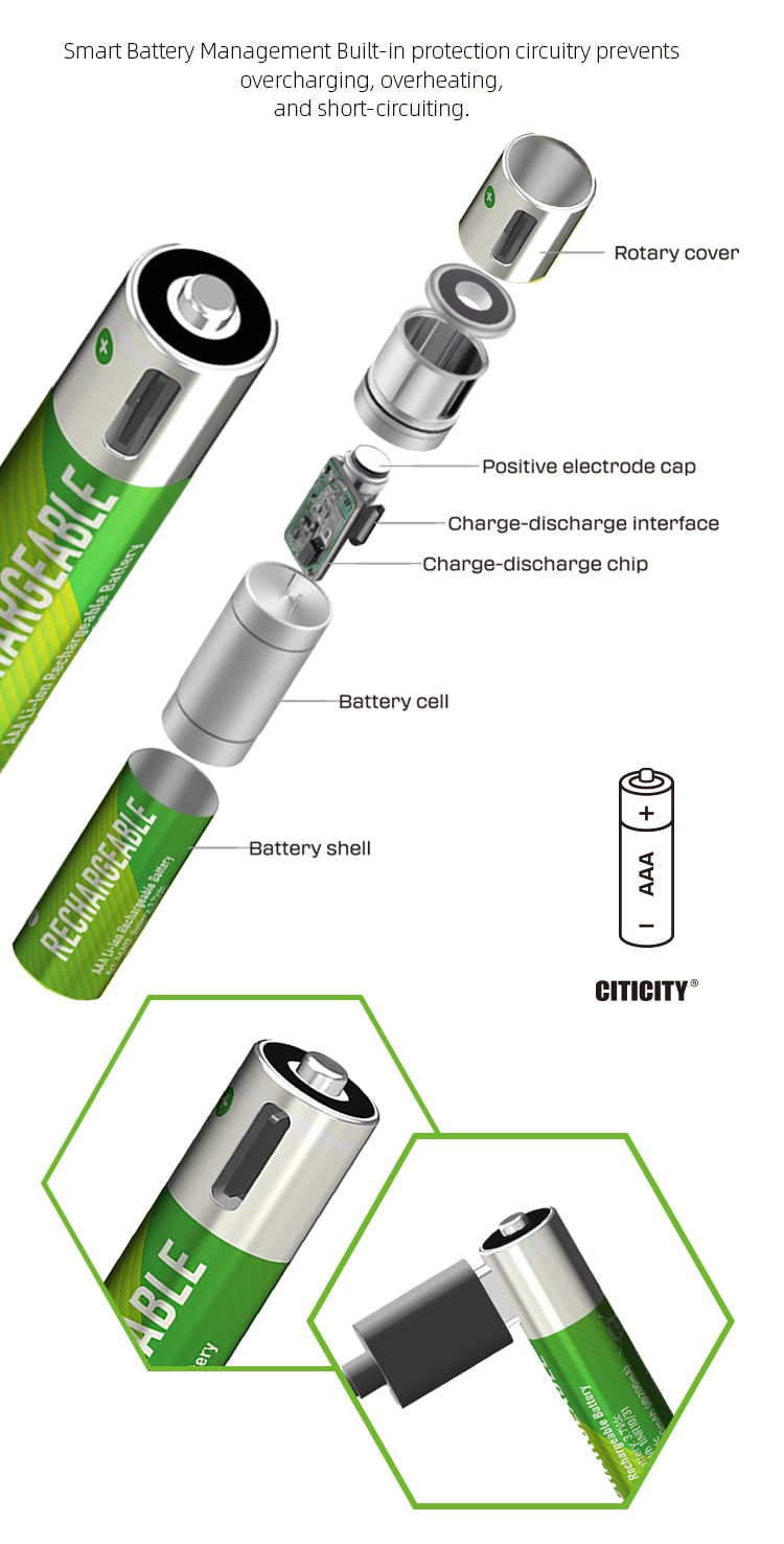 AAA Pro rechargeable Li-ion battery Green Edition detail image 2