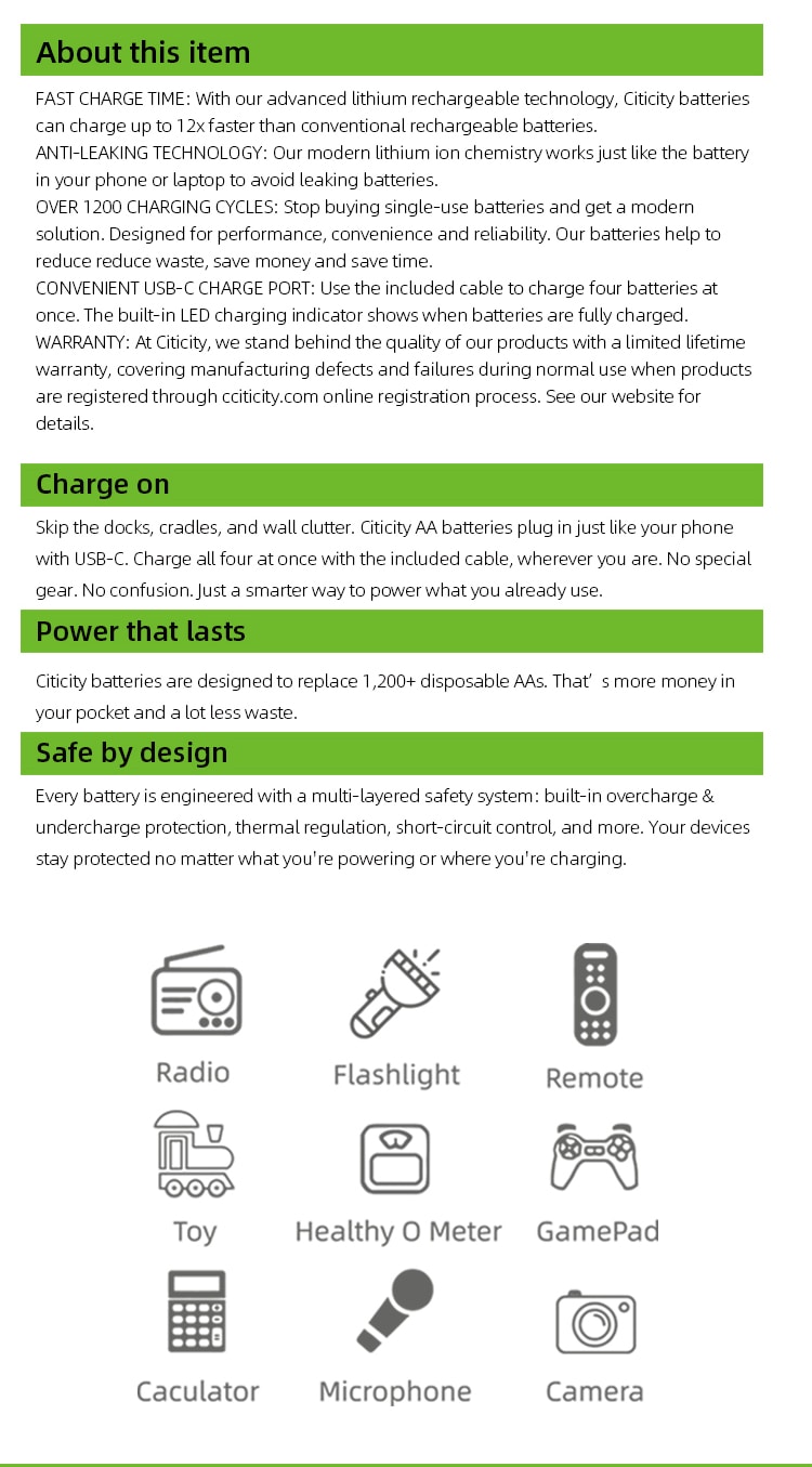 AAA Pro rechargeable Li-ion battery Green Edition detail image 3