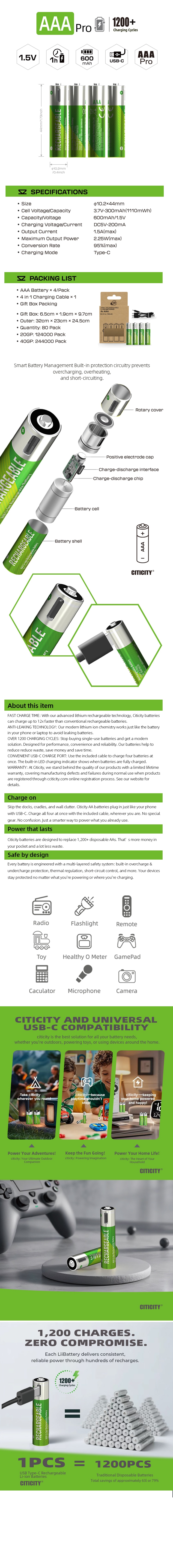 AAA Pro rechargeable Li-ion battery Green Edition detail image 6