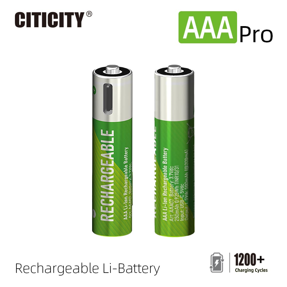 CITICITY AAA Pro 600mAh Type-C Rechargeable Li-ion Battery – Green Edition