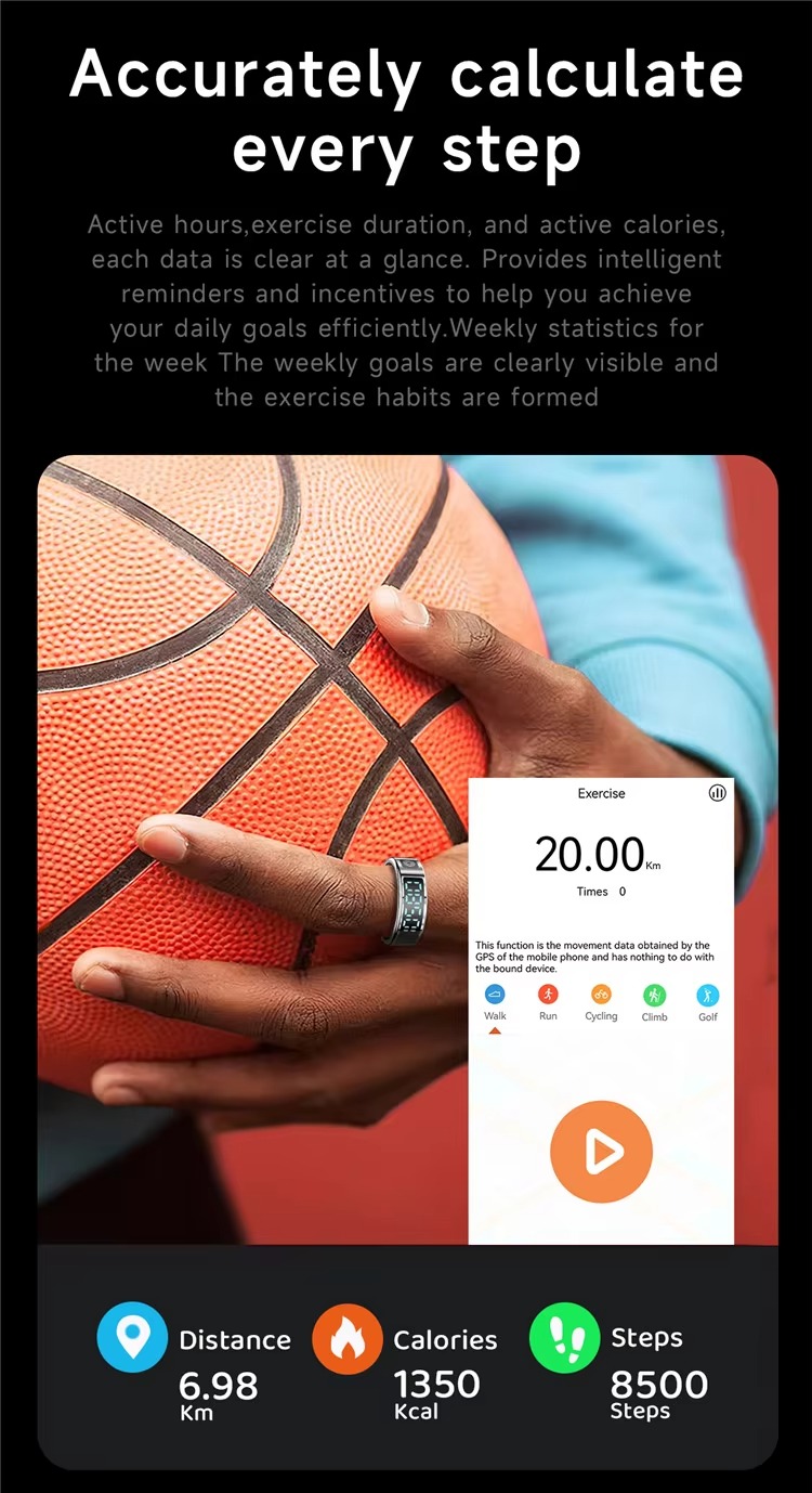 5ATM Health Tracker Smart Ring detail image 3